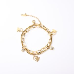 Fashion simple stainless steel female senior sense bracelet titanium steel does not lose color butterfly diamonds small fresh Korean version of the small jewelry