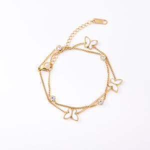 Strictly selected light luxury hot sale bracelets do not lose color female summer versatile butterfly models titanium steel niche premium sense of exquisite jewelry